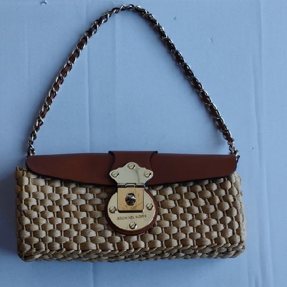 Michael Kors Handbags - Michael Kors Beige and Brown Woven Handbag